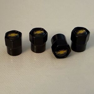 Chevrolet Valve Stem Caps in Black Set of 4 NWT